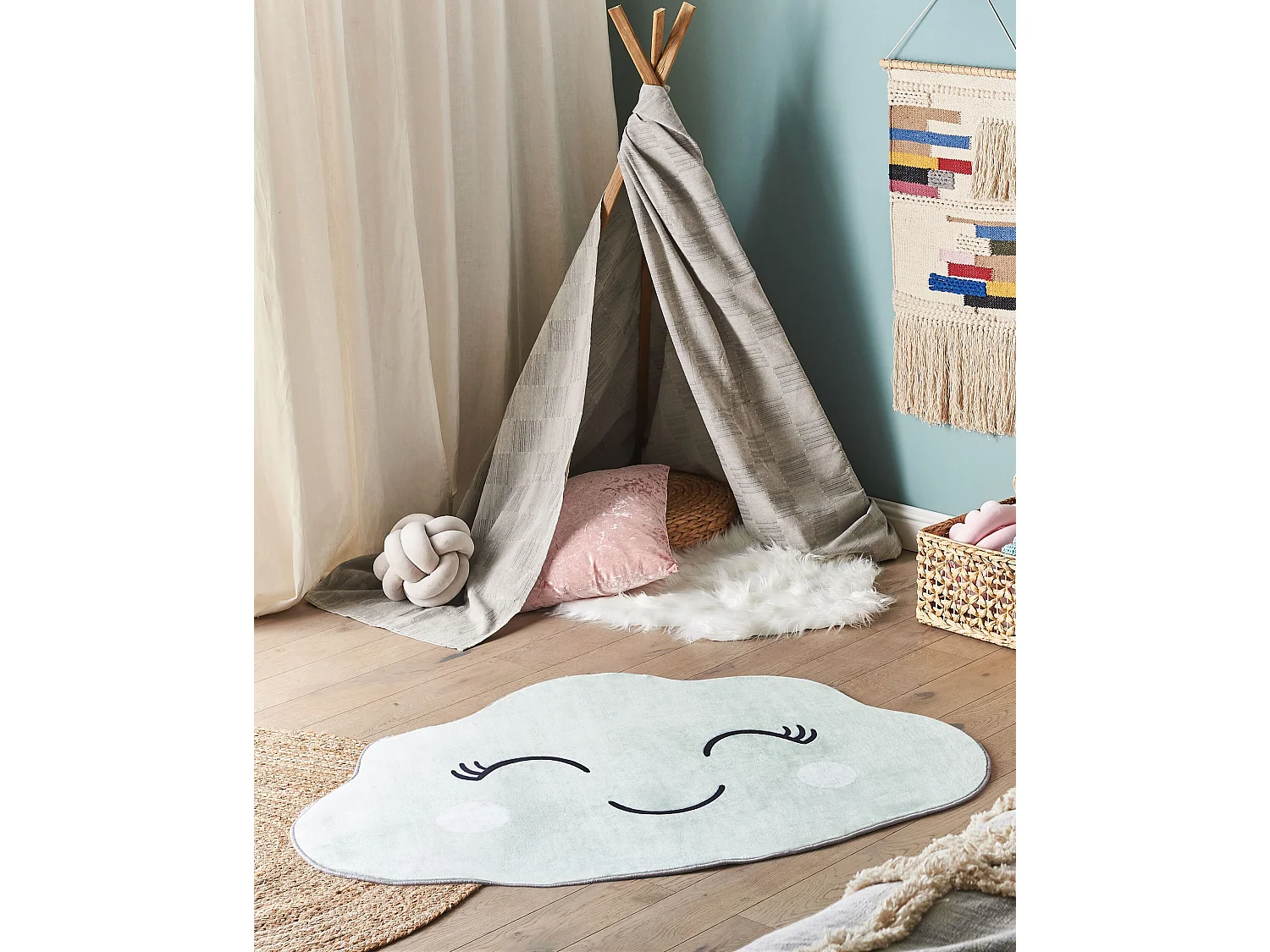 Tapis enfant CUMULUS Vert menthe 90 x 120 cm