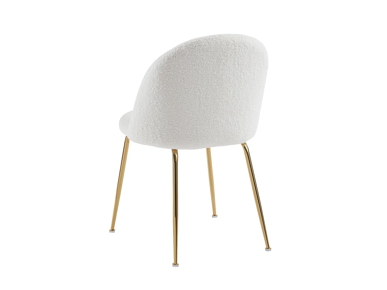 Lot de 6 chaises - Tissu bouclette et acier inoxydable doré - Blanc - MELBOURNE