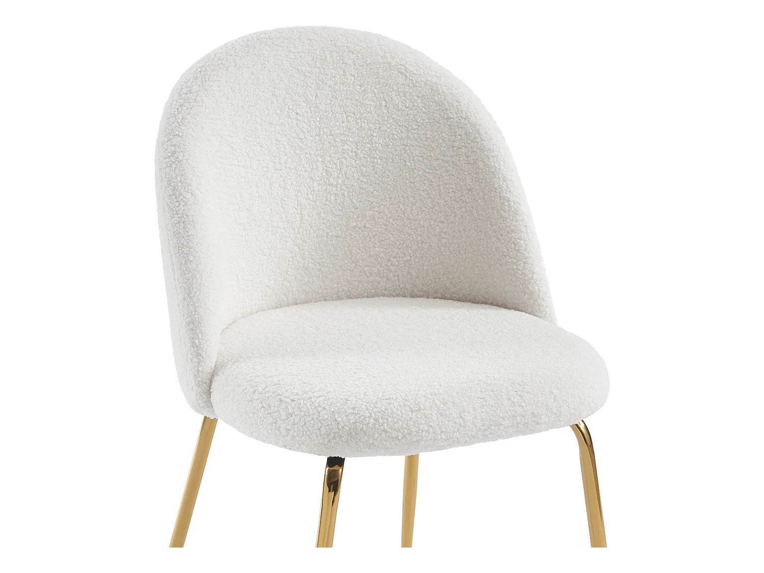 Lot de 6 chaises - Tissu bouclette et acier inoxydable doré - Blanc - MELBOURNE