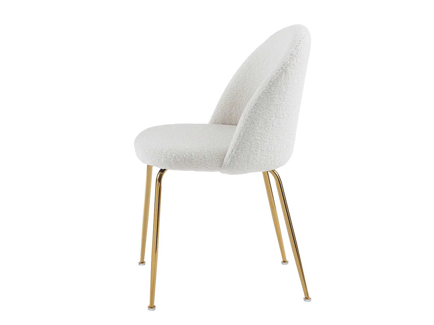 Lot de 6 chaises - Tissu bouclette et acier inoxydable doré - Blanc - MELBOURNE