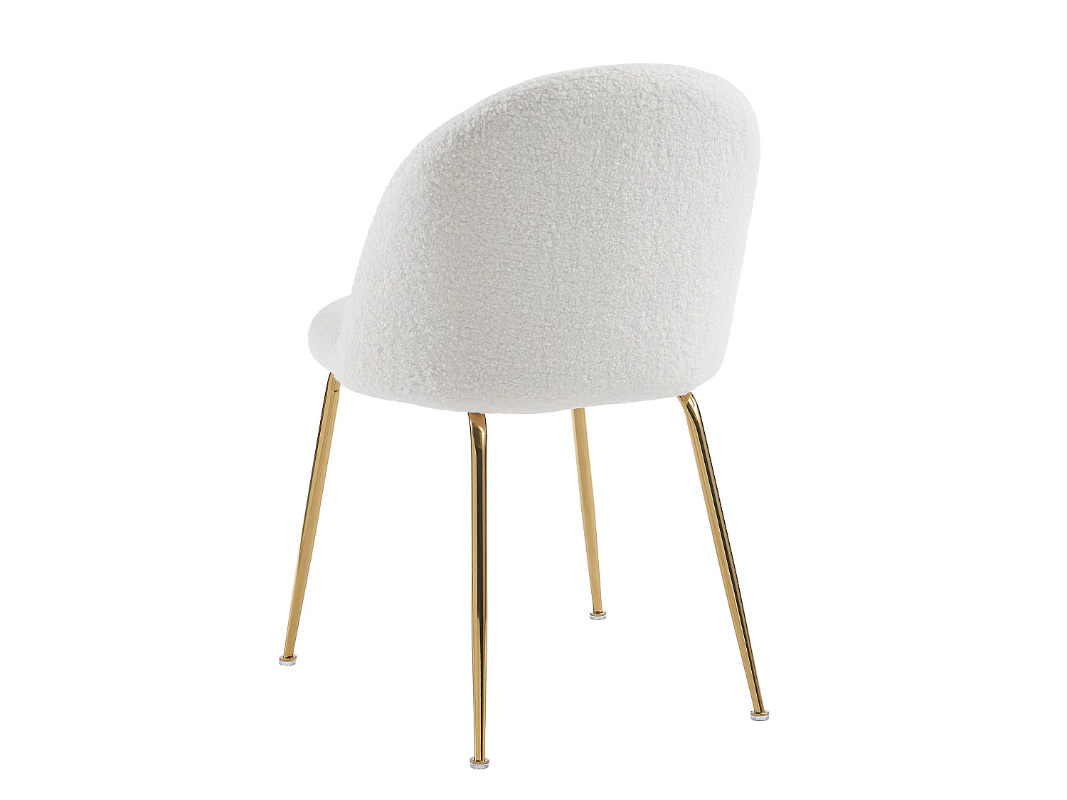 Lot de 6 chaises - Tissu bouclette et acier inoxydable doré - Blanc - MELBOURNE