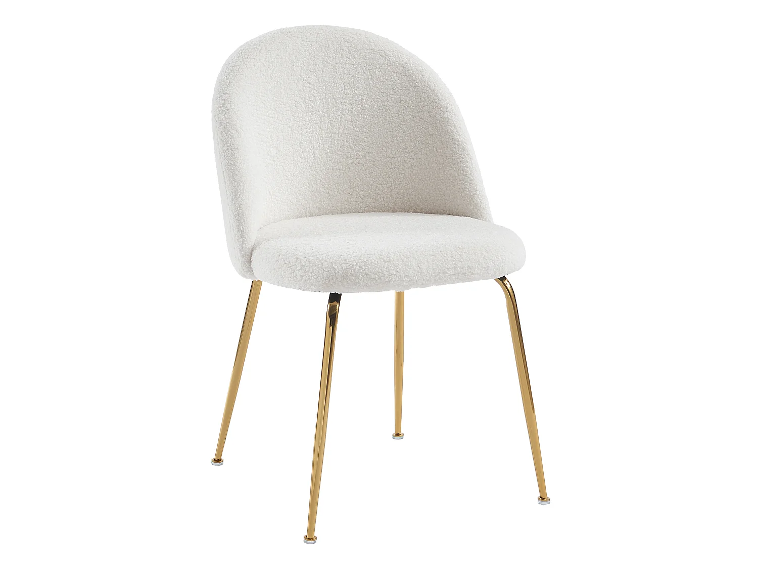Lot de 6 chaises - Tissu bouclette et acier inoxydable doré - Blanc - MELBOURNE