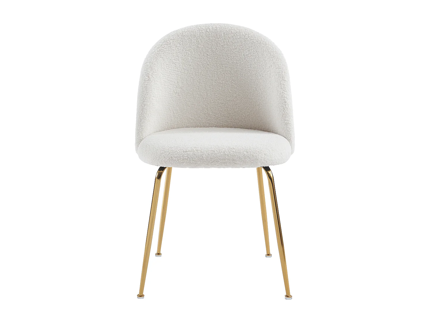 Lot de 6 chaises - Tissu bouclette et acier inoxydable doré - Blanc - MELBOURNE