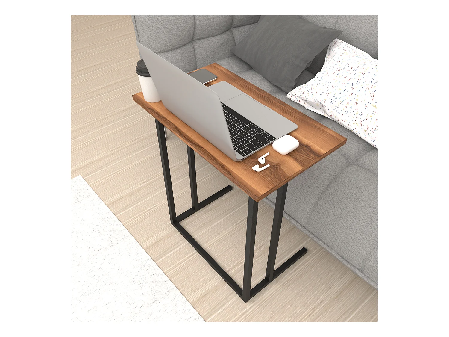 Table d'appoint Högsby 65,5 x 60 x 35,5 cm effet noyer [en.casa]