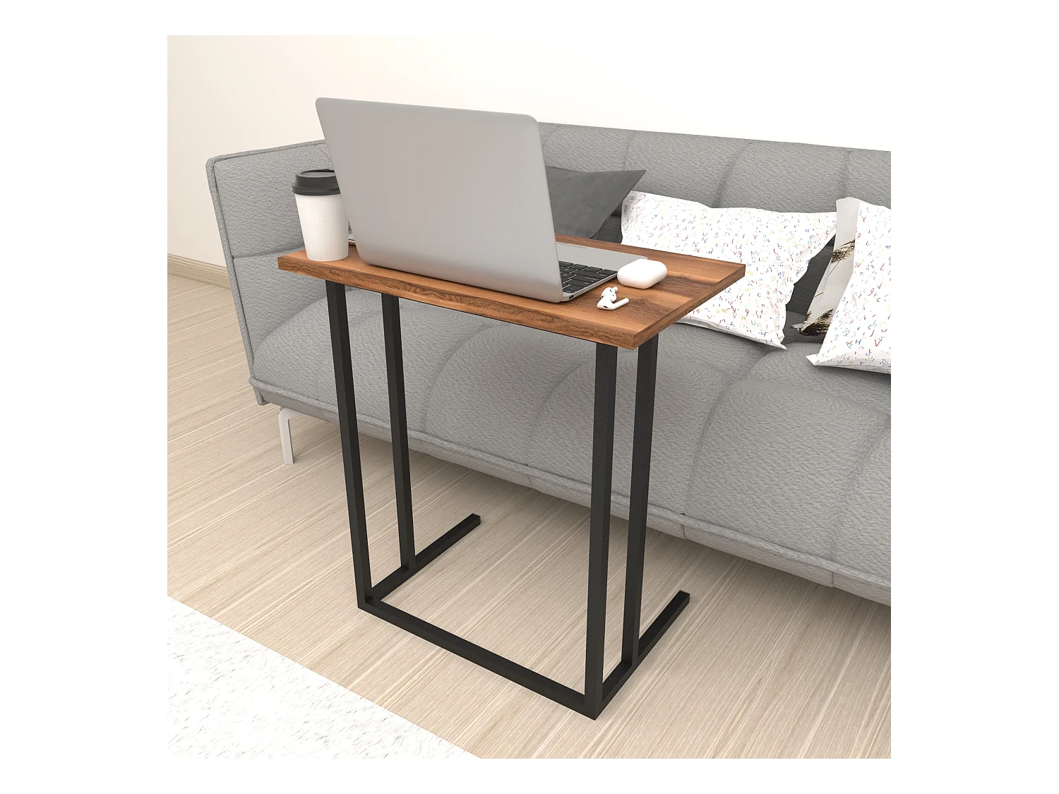 Table d'appoint Högsby 65,5 x 60 x 35,5 cm effet noyer [en.casa]