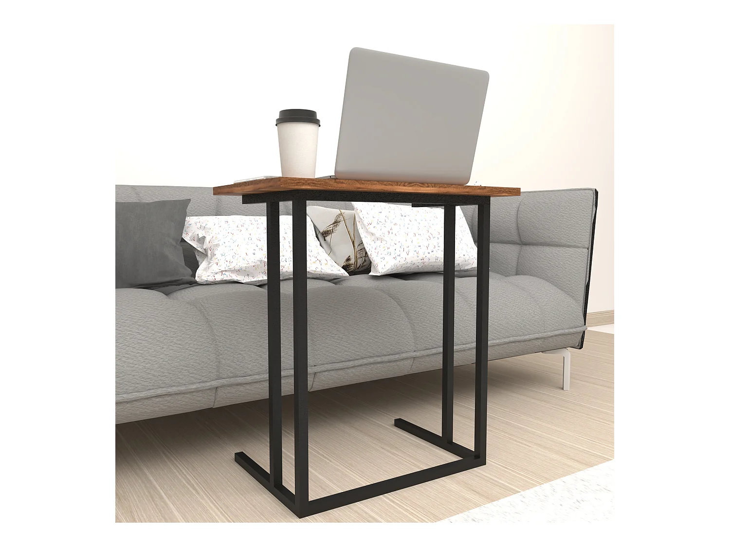 Table d'appoint Högsby 65,5 x 60 x 35,5 cm effet noyer [en.casa]