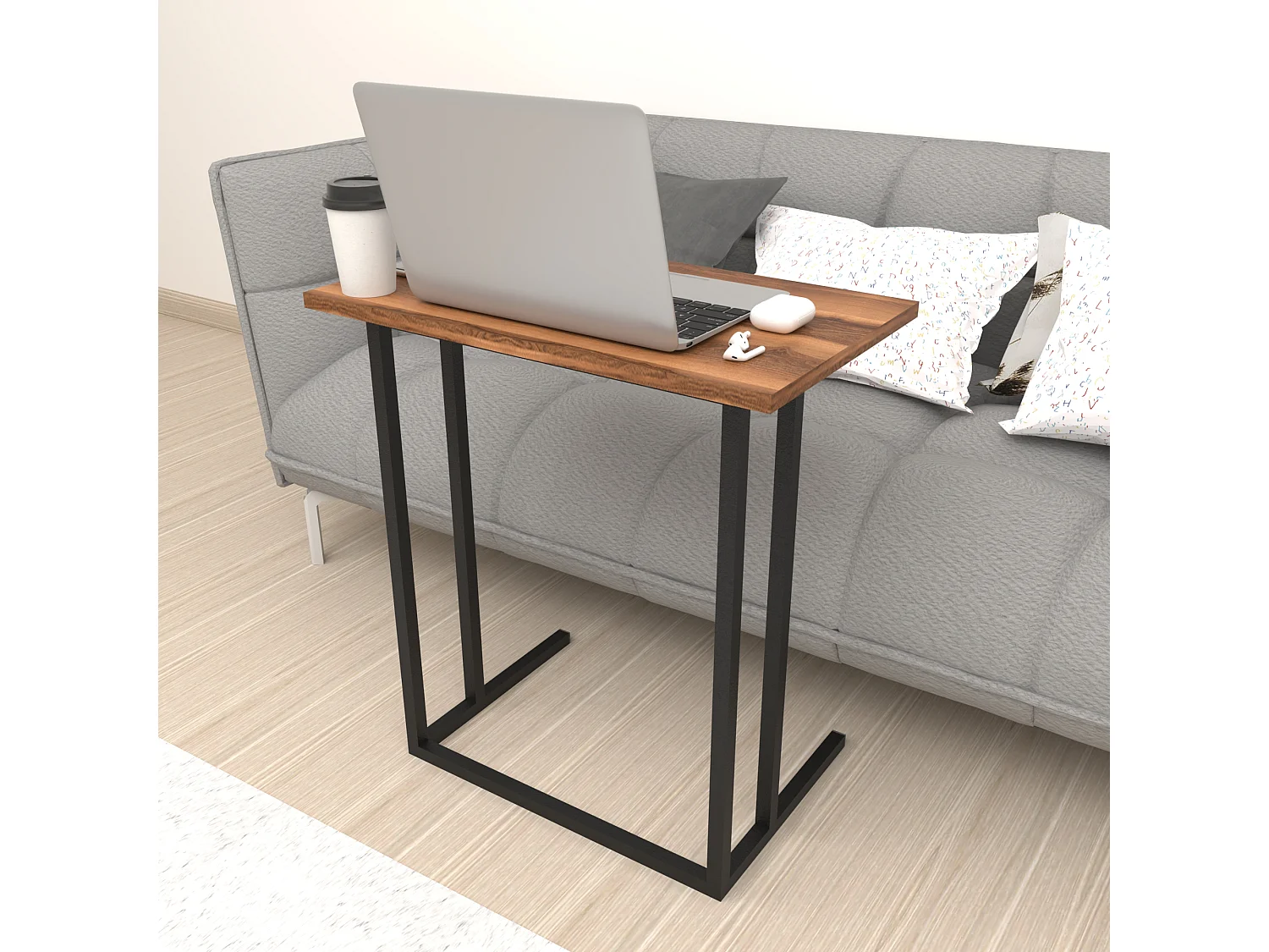 Table d'appoint Högsby 65,5 x 60 x 35,5 cm effet noyer [en.casa]