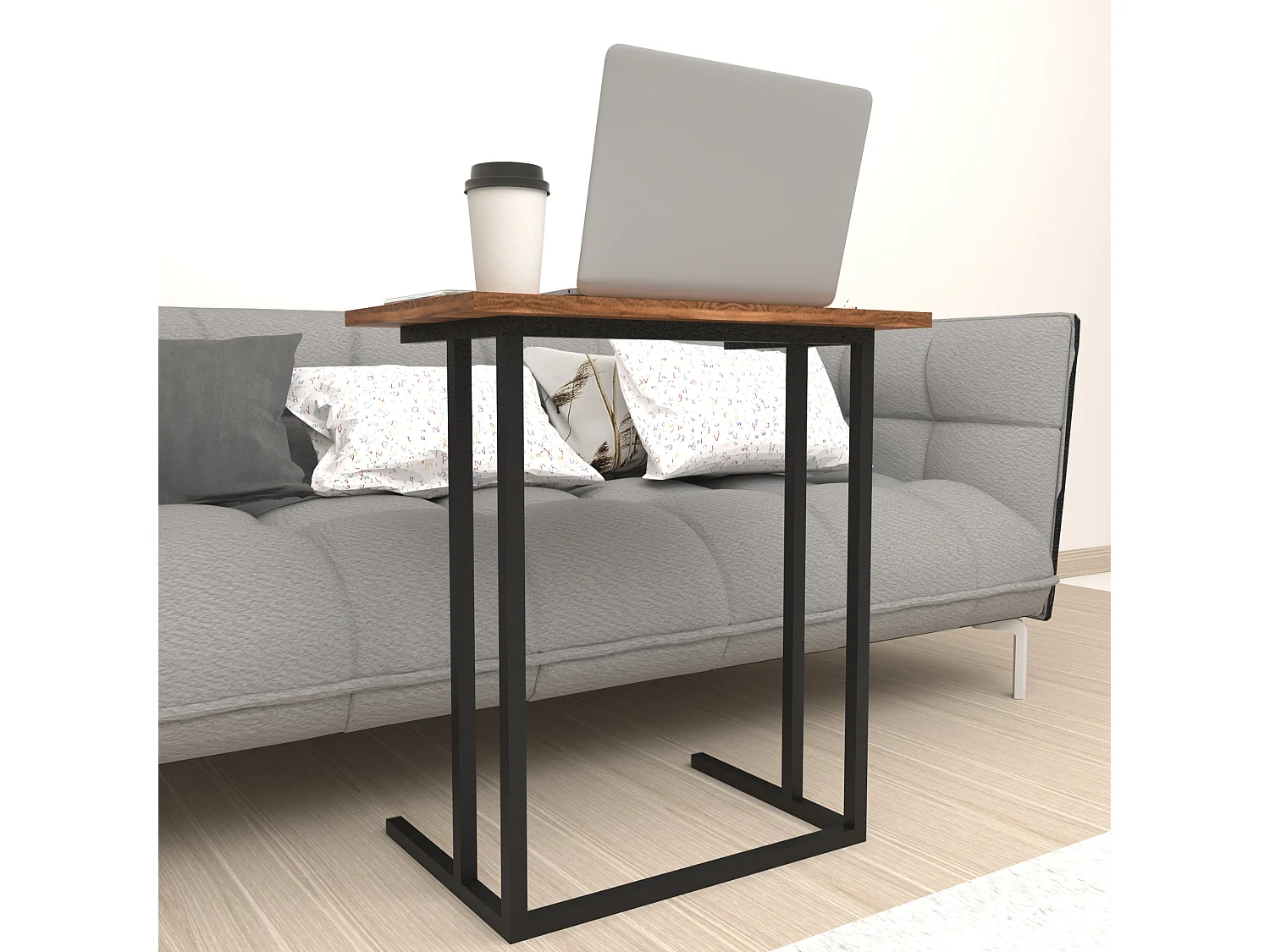Table d'appoint Högsby 65,5 x 60 x 35,5 cm effet noyer [en.casa]