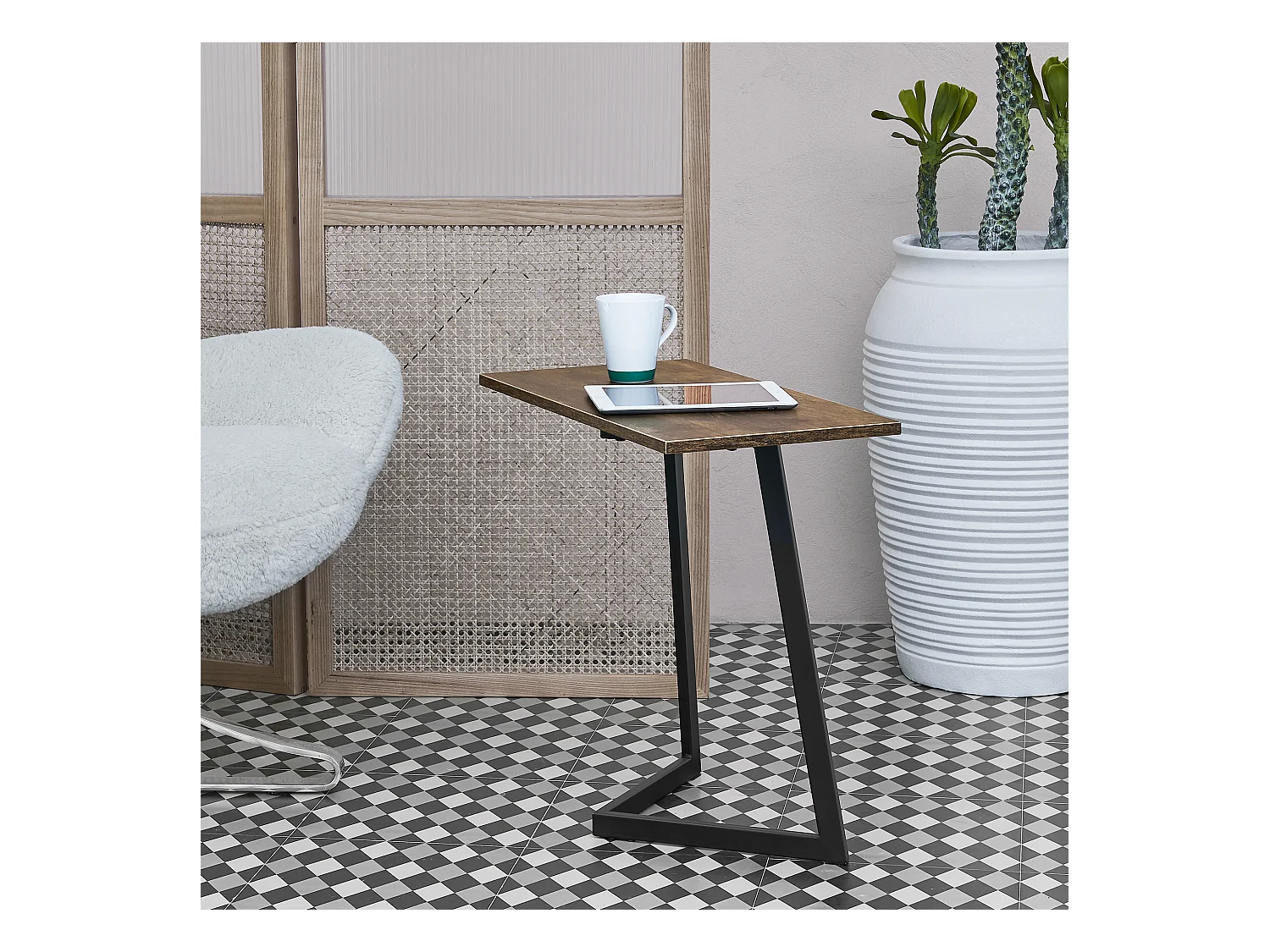 Table d'appoint rectangulaire Kalundborg 55 x 60 x 30 cm effet bois foncé [en.casa]