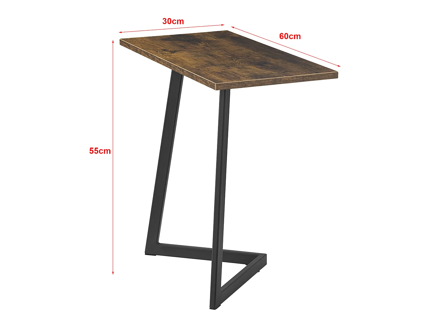Table d'appoint rectangulaire Kalundborg 55 x 60 x 30 cm effet bois foncé [en.casa]