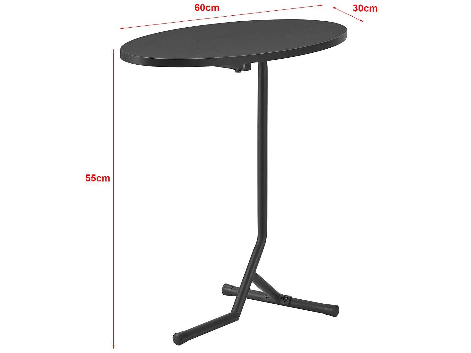 Table d'appoint ovale Karlebo 55 x 60 x 30 cm noir [en.casa]