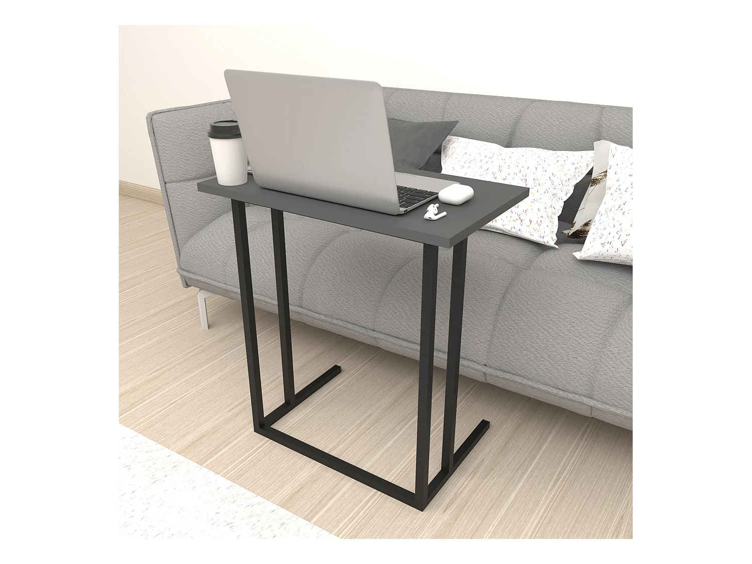 Table d'appoint Högsby 65,5 x 60 x 35,5 cm anthracite [en.casa]