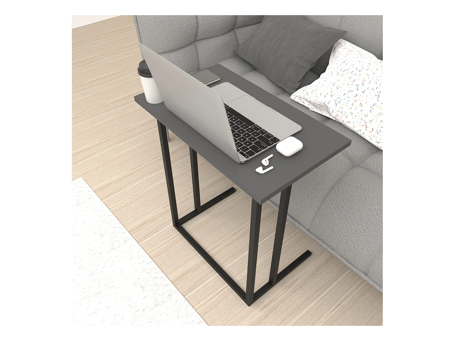 Table d'appoint Högsby 65,5 x 60 x 35,5 cm anthracite [en.casa]