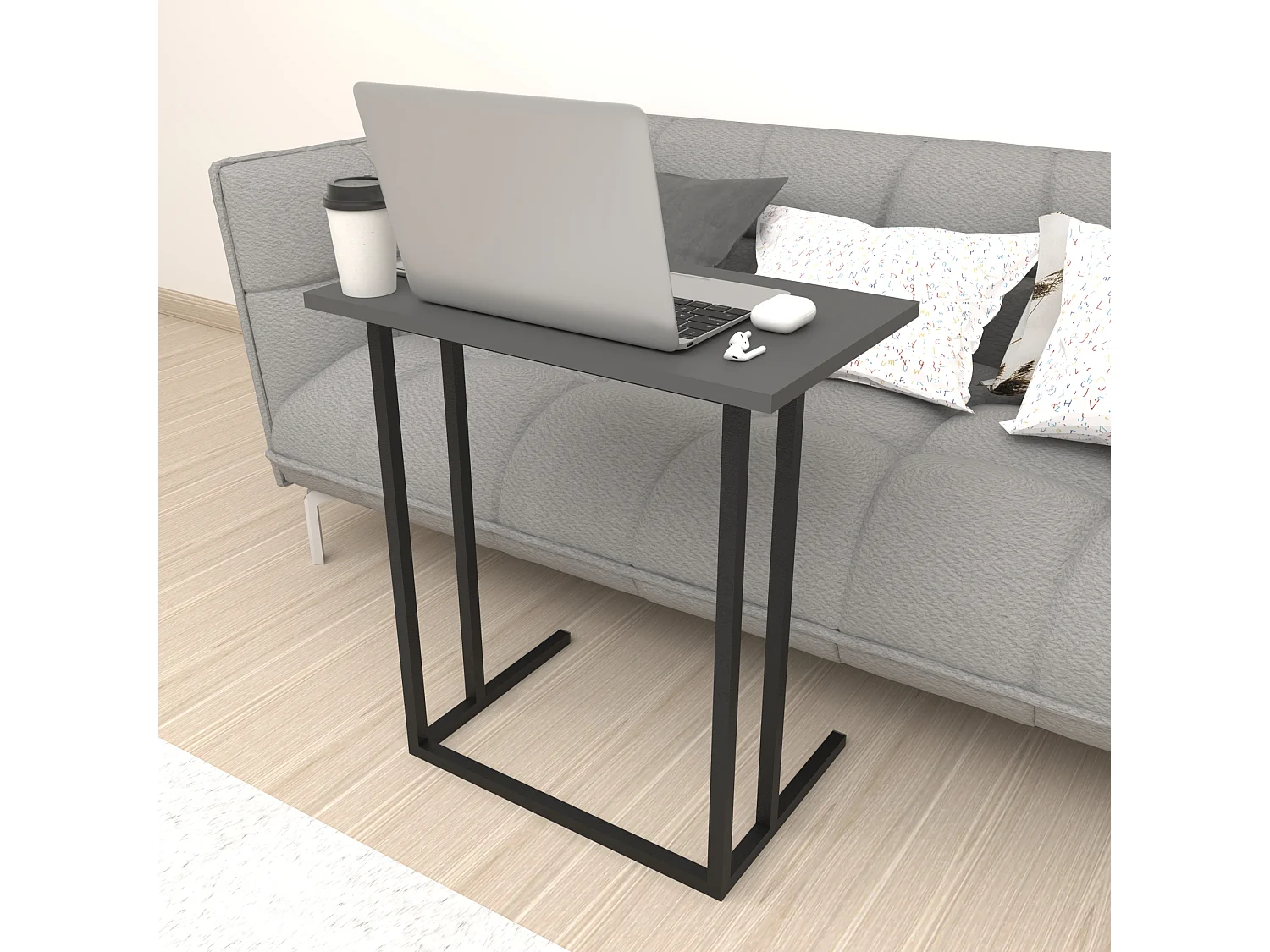 Table d'appoint Högsby 65,5 x 60 x 35,5 cm anthracite [en.casa]