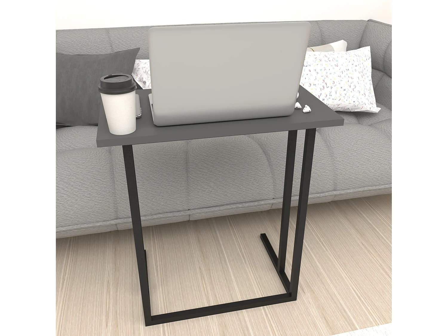 Table d'appoint Högsby 65,5 x 60 x 35,5 cm anthracite [en.casa]
