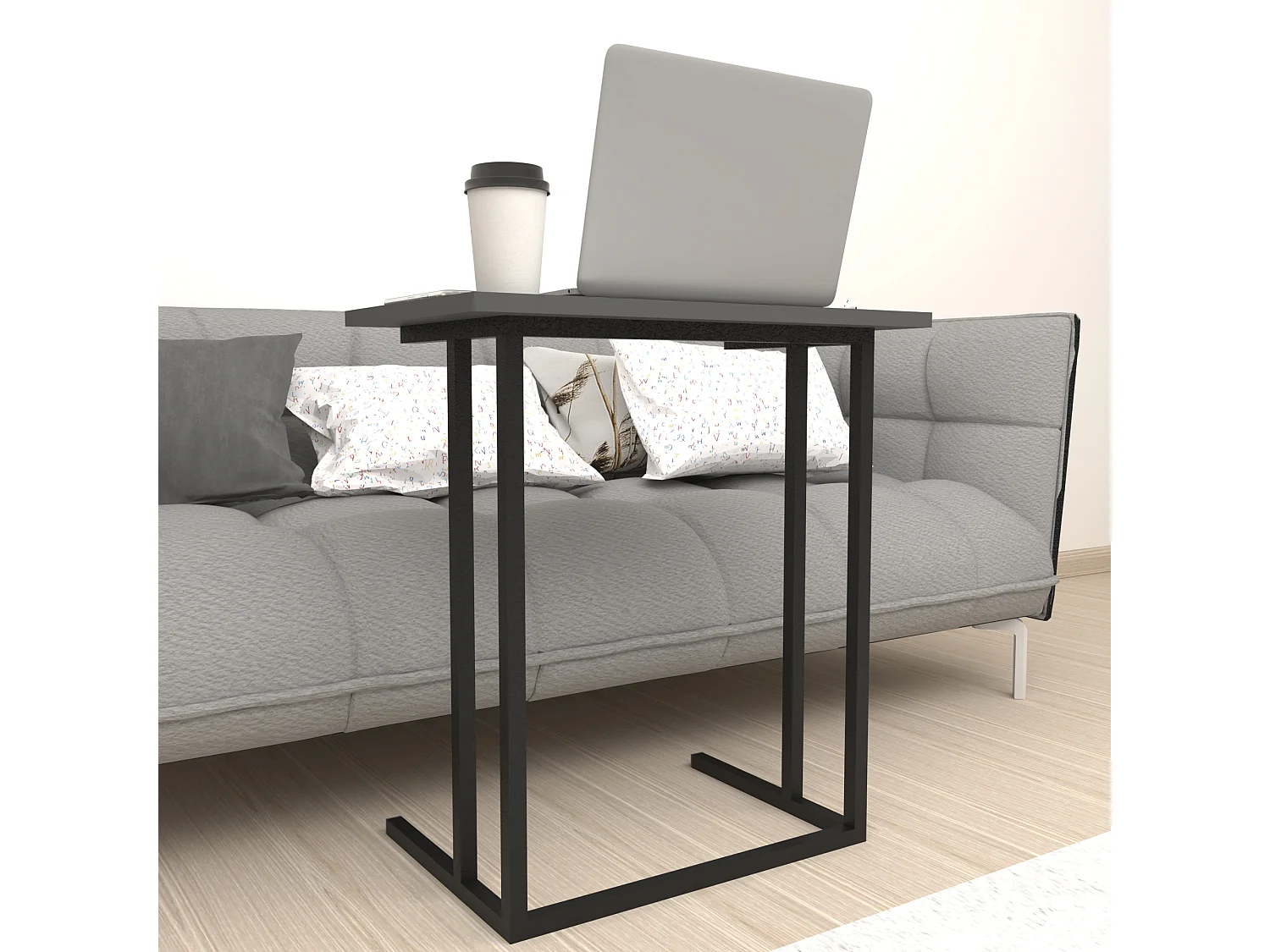 Table d'appoint Högsby 65,5 x 60 x 35,5 cm anthracite [en.casa]