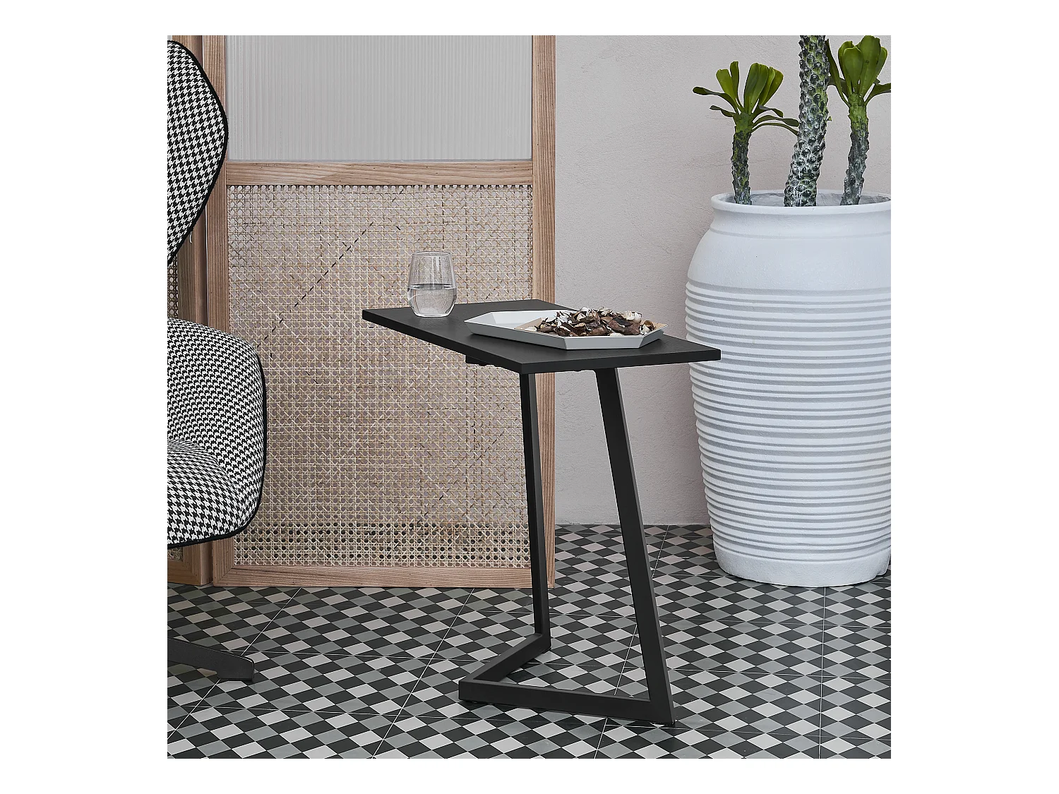 Table d'appoint rectangulaire Kalundborg 55 x 60 x 30 cm noir [en.casa]