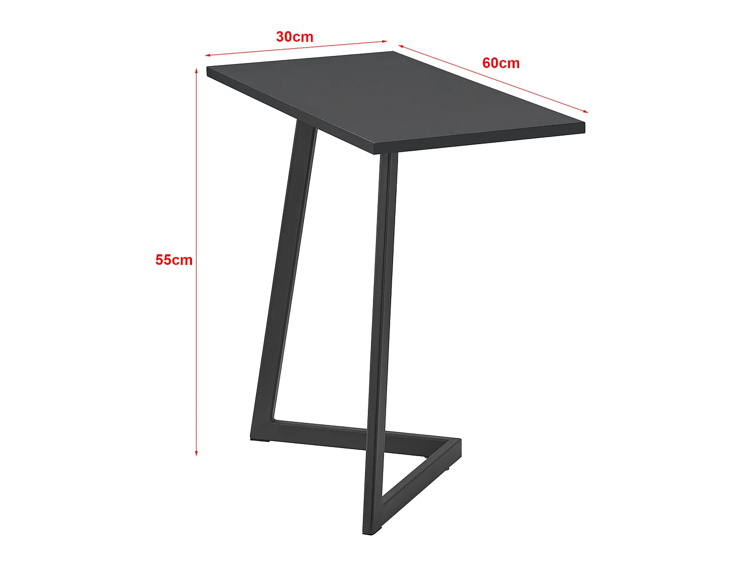 Table d'appoint rectangulaire Kalundborg 55 x 60 x 30 cm noir [en.casa]