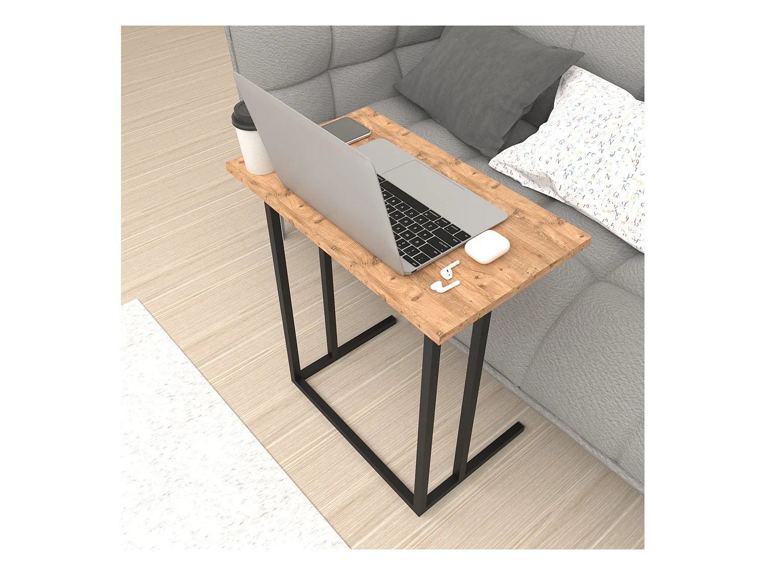 Table d'appoint Högsby 65,5 x 60 x 35,5 cm effet chêne [en.casa]