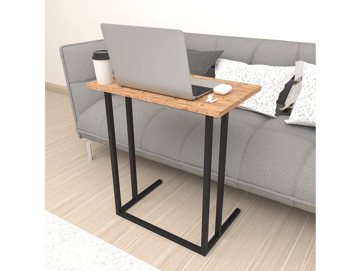 Table d'appoint Högsby 65,5 x 60 x 35,5 cm effet chêne [en.casa]