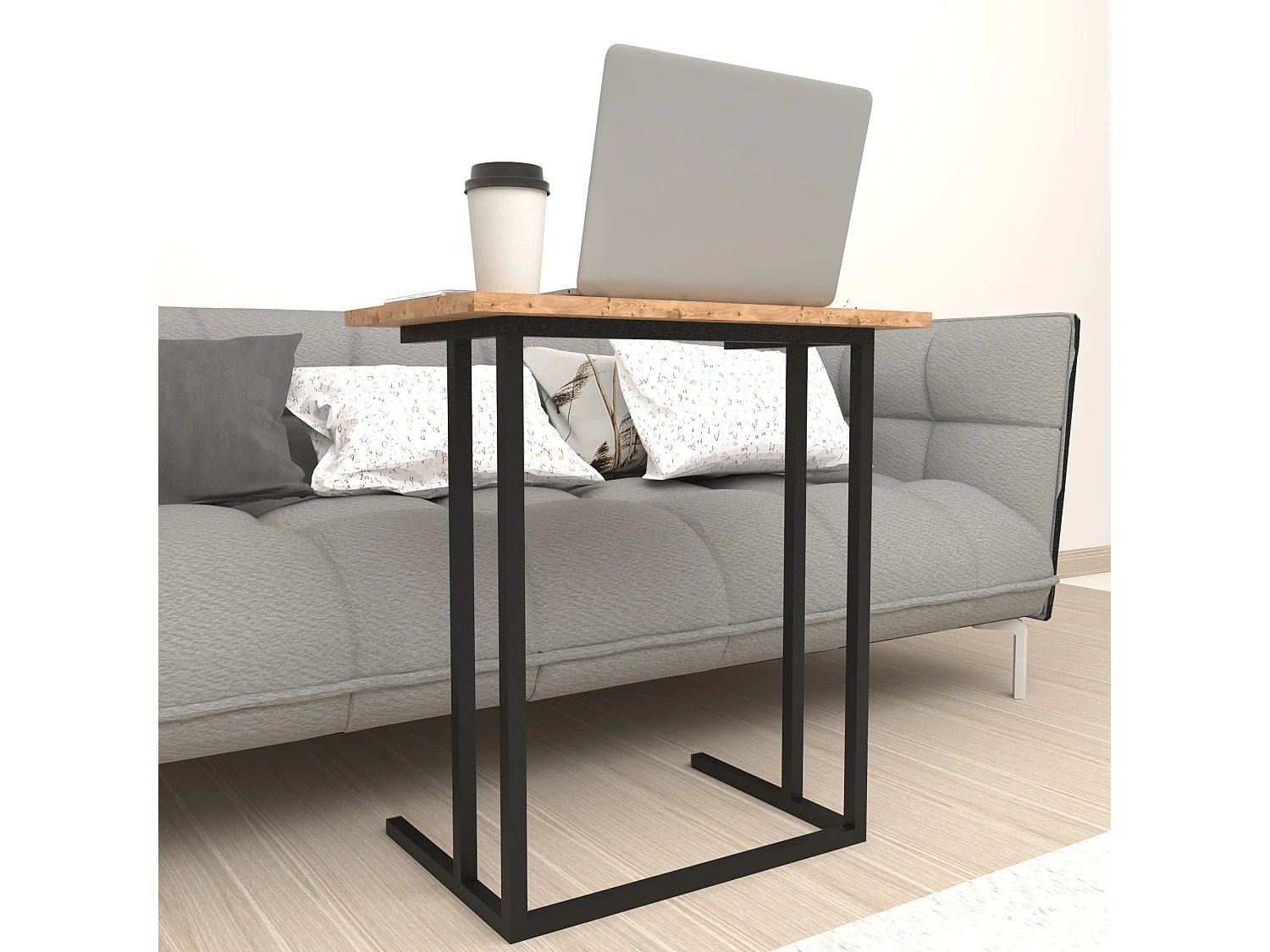 Table d'appoint Högsby 65,5 x 60 x 35,5 cm effet chêne [en.casa]