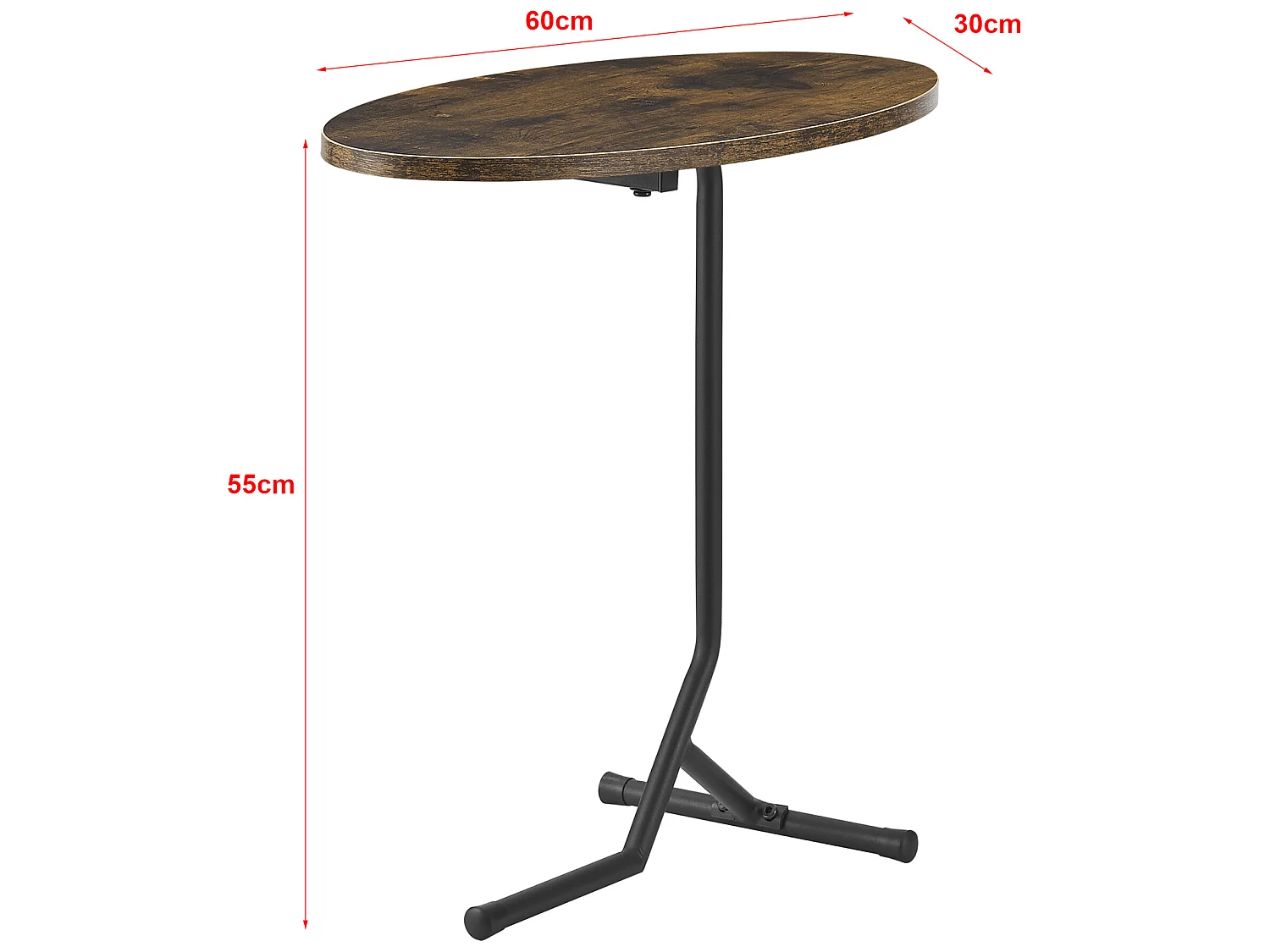 Table d'appoint ovale Karlebo 55 x 60 x 30 cm effet bois foncé [en.casa]