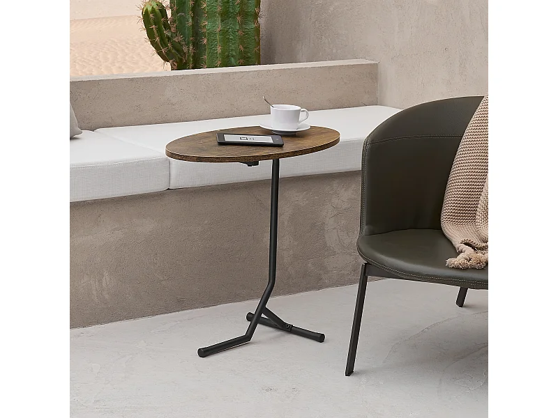 Table d'appoint ovale Karlebo 55 x 60 x 30 cm effet bois foncé [en.casa]