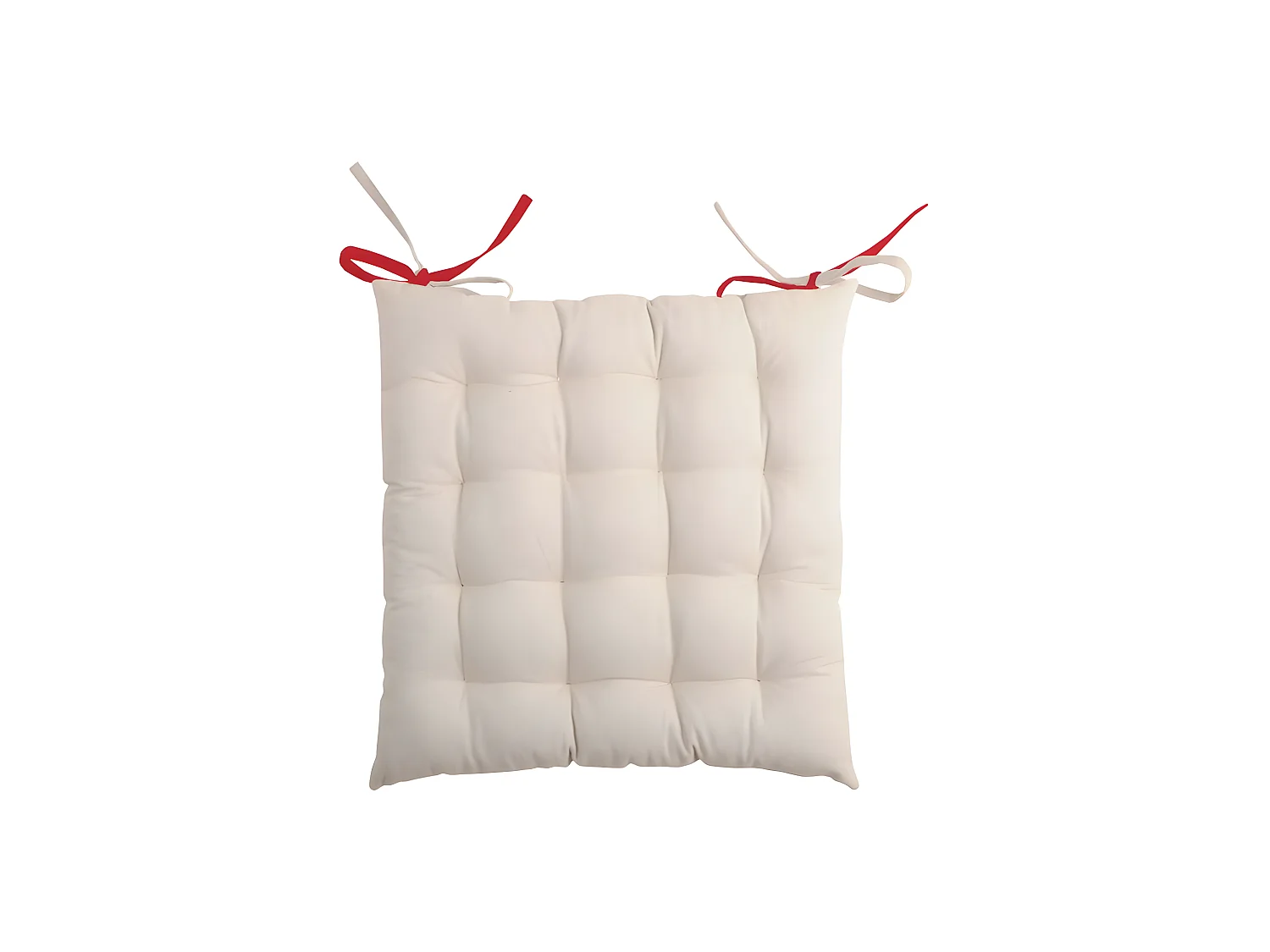 Galette de chaise capitonnée double face rouge et lin Duo