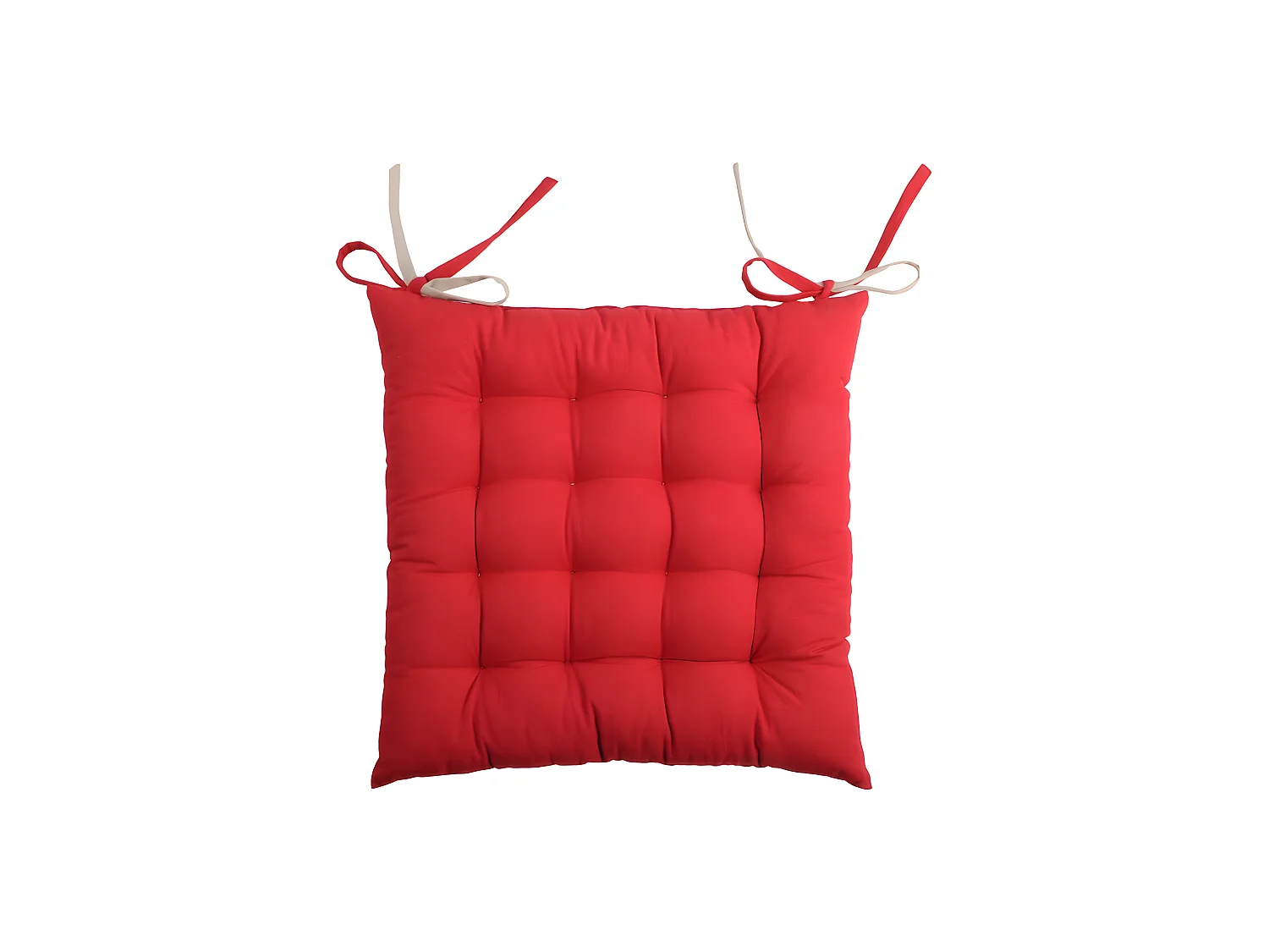 Galette de chaise capitonnée double face rouge et lin Duo