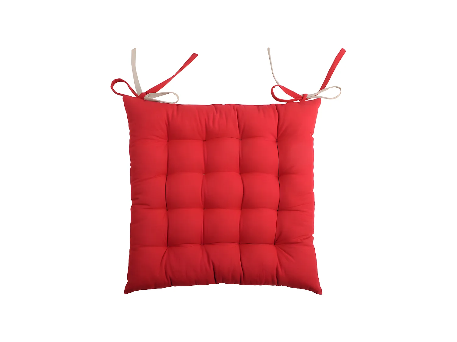 Galette de chaise capitonnée double face rouge et lin Duo