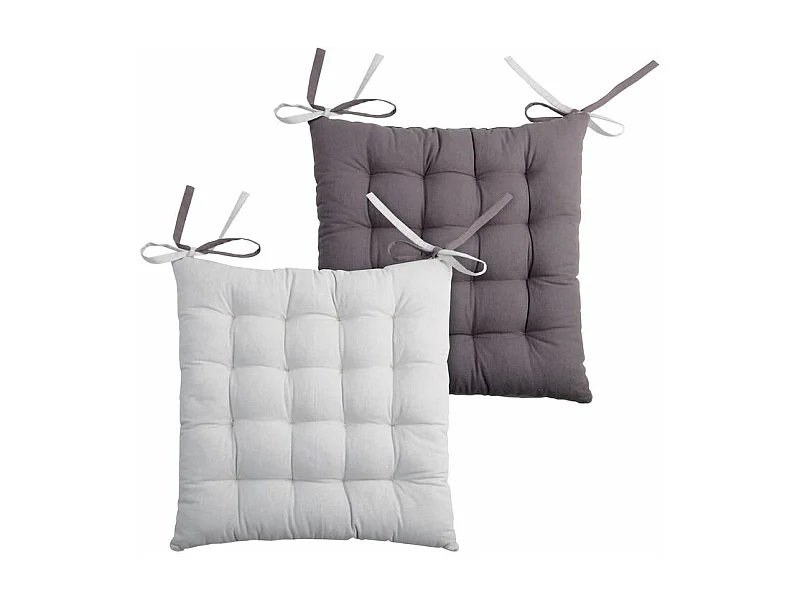 Galette de chaise capitonnée double face gris et perle Duo