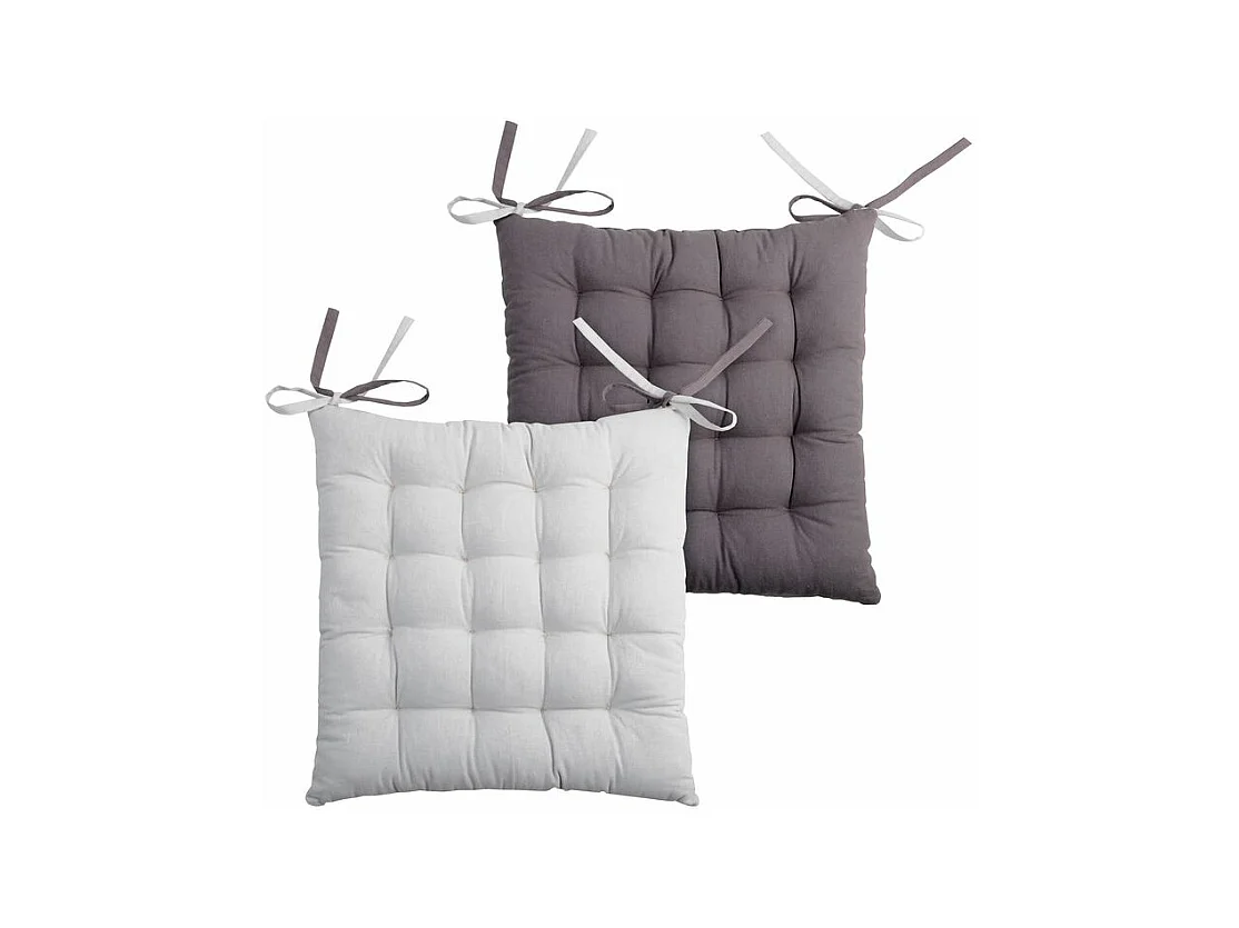 Galette de chaise capitonnée double face gris et perle Duo