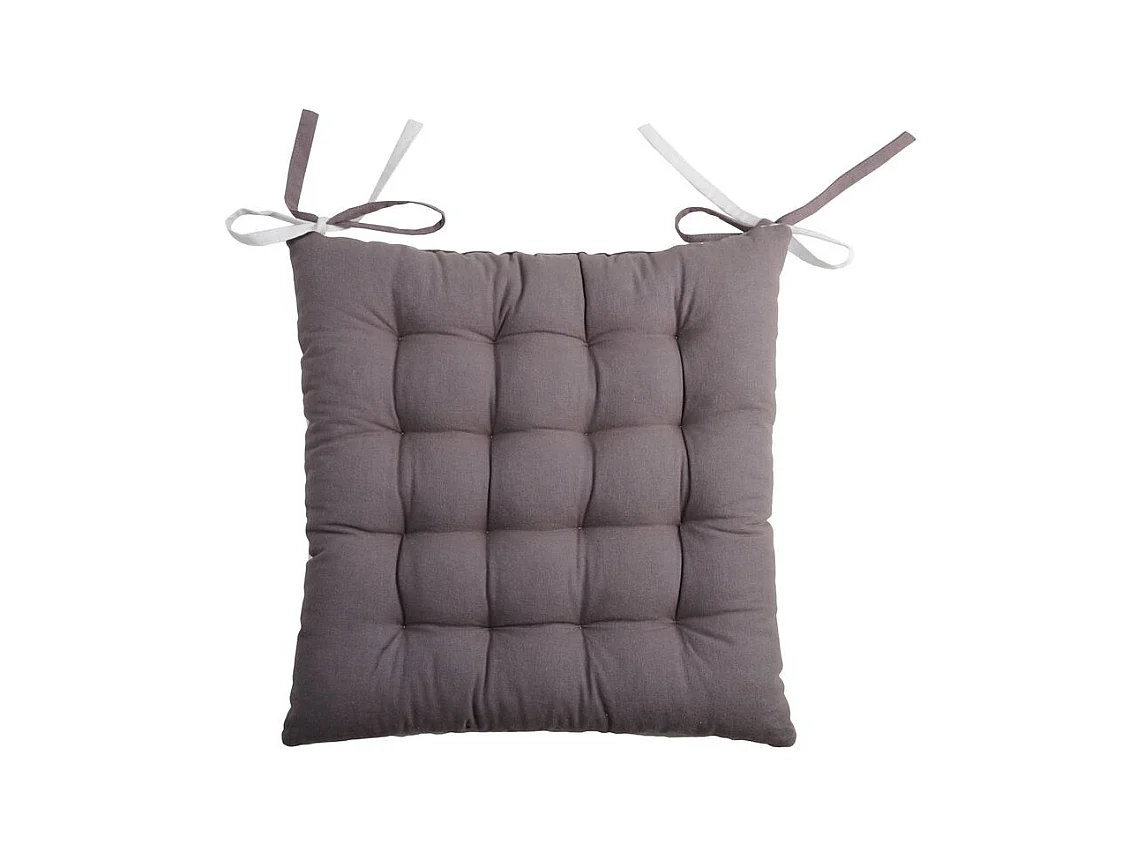 Galette de chaise capitonnée double face gris et perle Duo