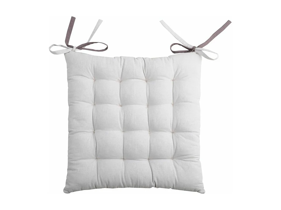 Galette de chaise capitonnée double face gris et perle Duo