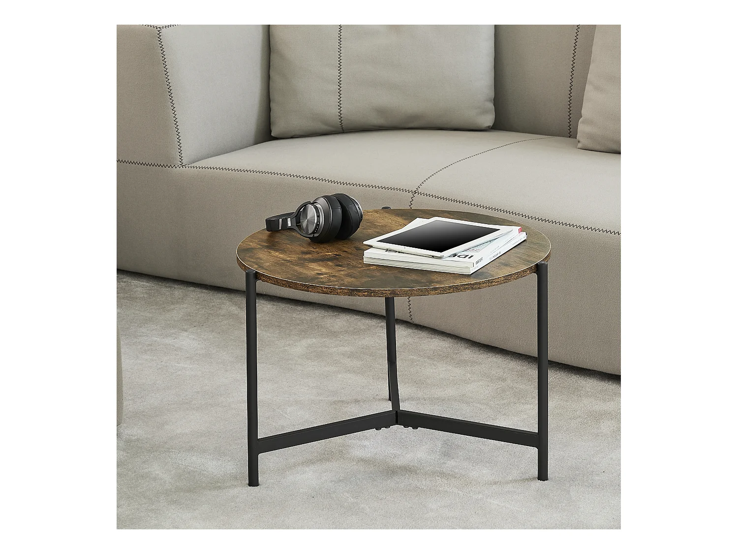 Table basse ronde Køge 42 x 60 cm effet bois foncé [en.casa]