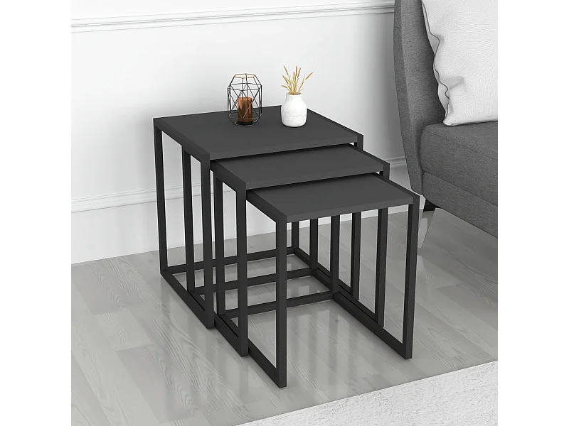 Lot de 3 tables d'appoint Sunnfjord gigognes anthracite [en.casa]