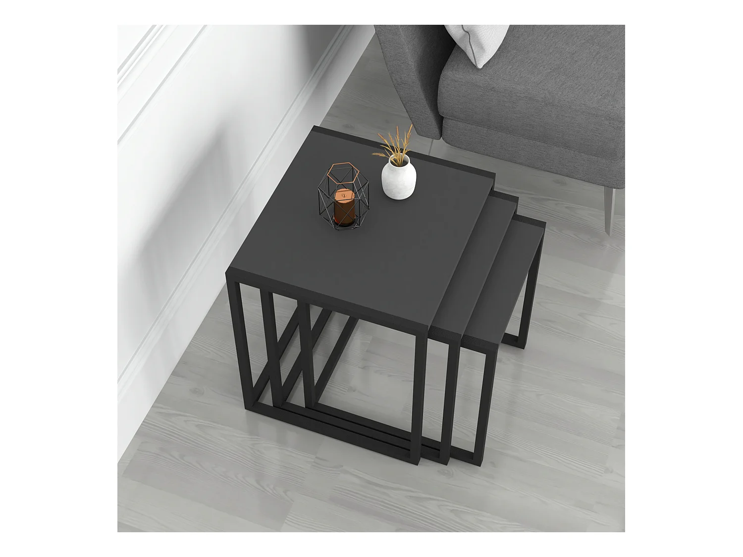 Lot de 3 tables d'appoint Sunnfjord gigognes anthracite [en.casa]
