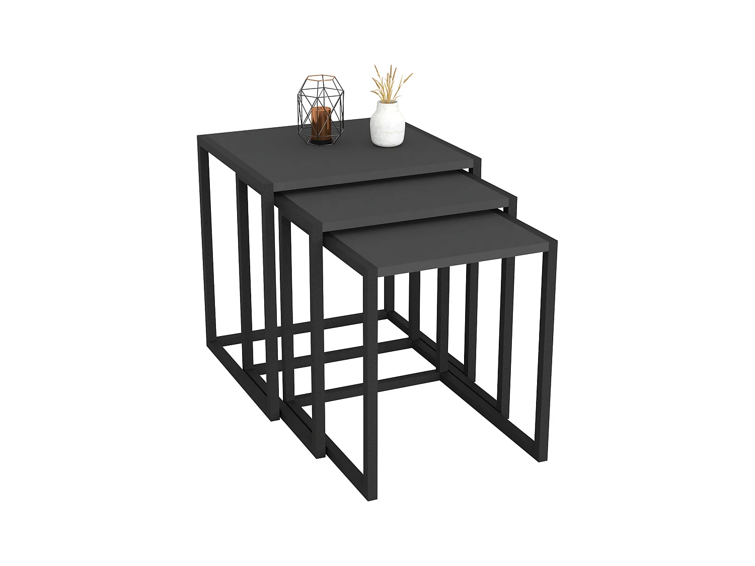 Lot de 3 tables d'appoint Sunnfjord gigognes anthracite [en.casa]