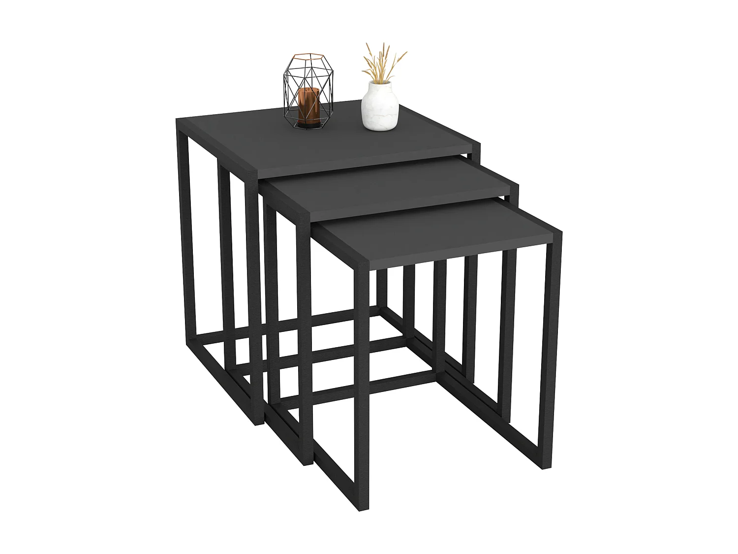 Lot de 3 tables d'appoint Sunnfjord gigognes anthracite [en.casa]