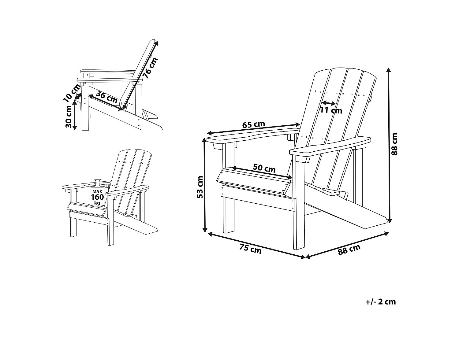 Tuinstoel ADIRONDACK Blauw