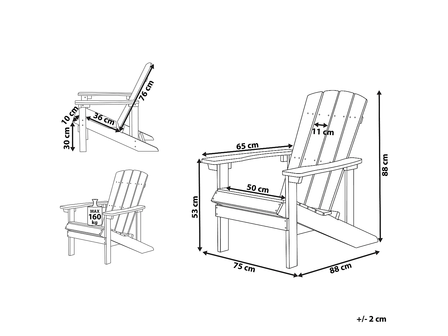 Chaise de jardin ADIRONDACK Bleu