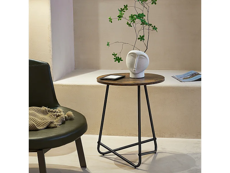 Table d'appoint ronde Juelsminde 55 x 45 cm effet bois foncé [en.casa]