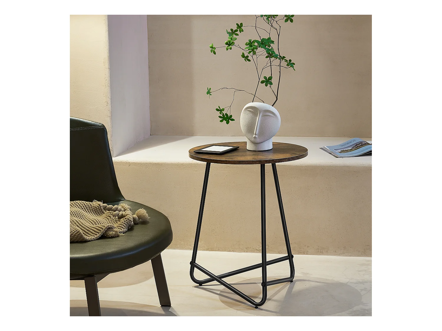 Table d'appoint ronde Juelsminde 55 x 45 cm effet bois foncé [en.casa]