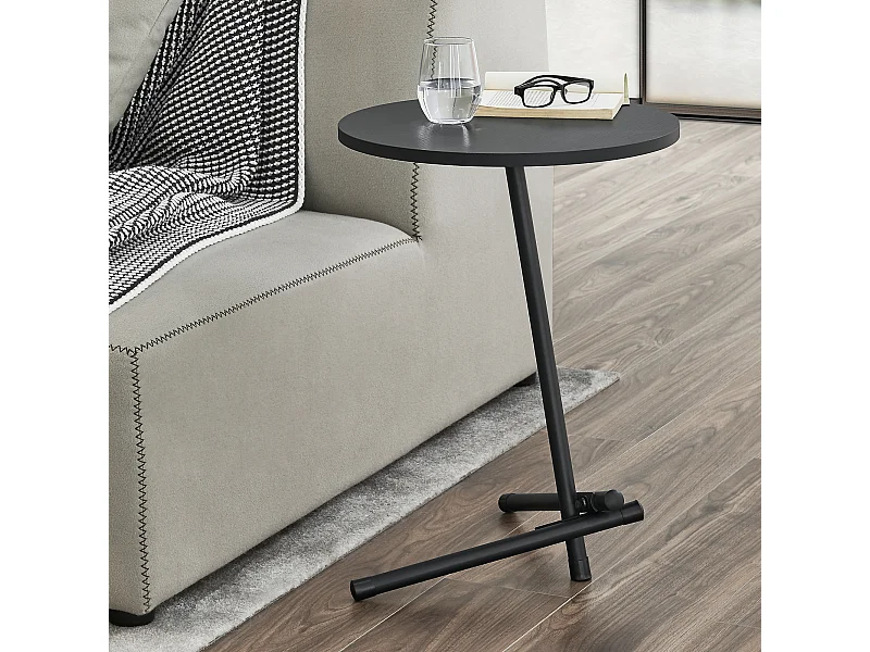 Table d'appoint ronde Karup 55 x 40 cm noir [en.casa]
