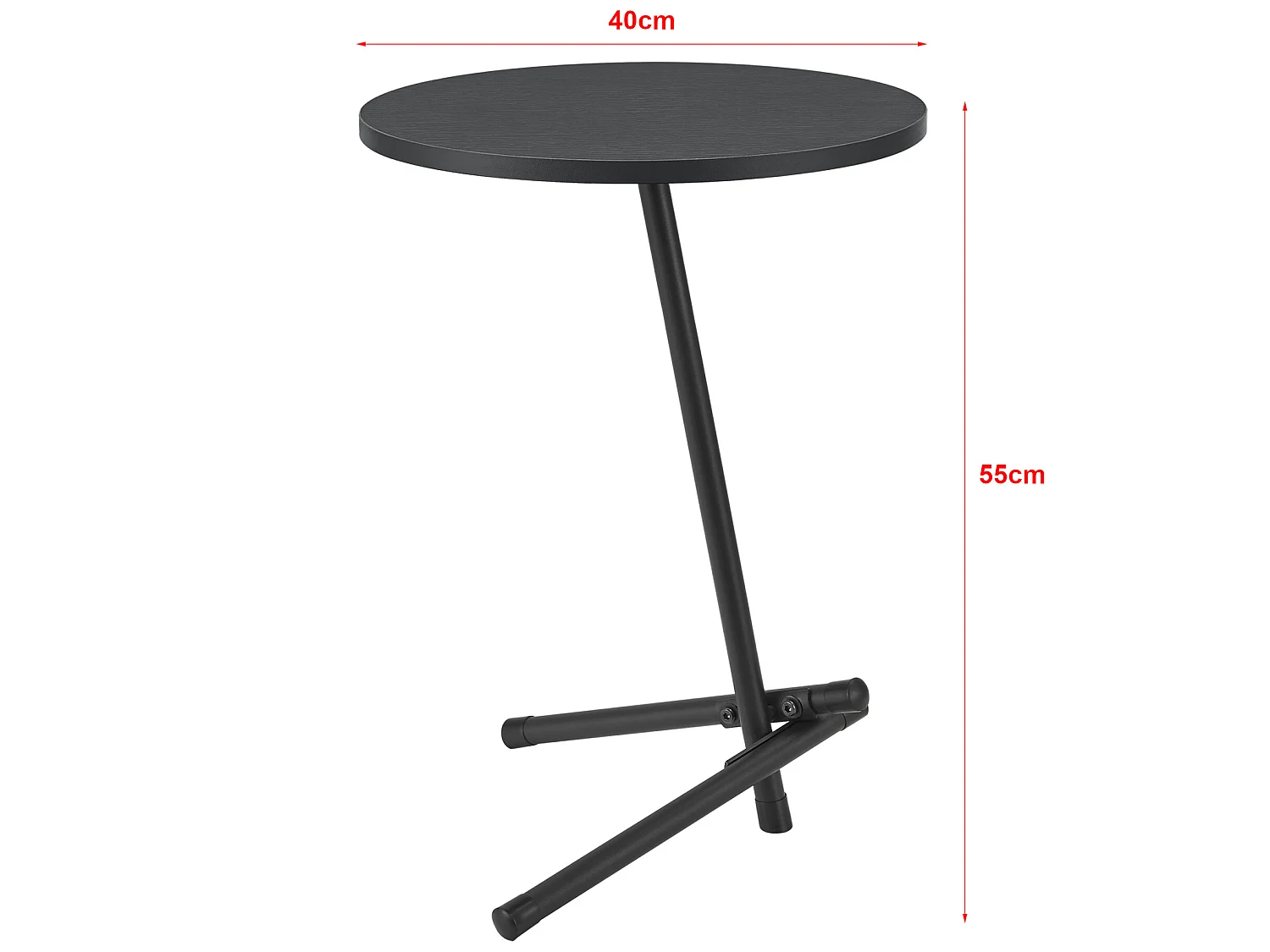 Table d'appoint ronde Karup 55 x 40 cm noir [en.casa]