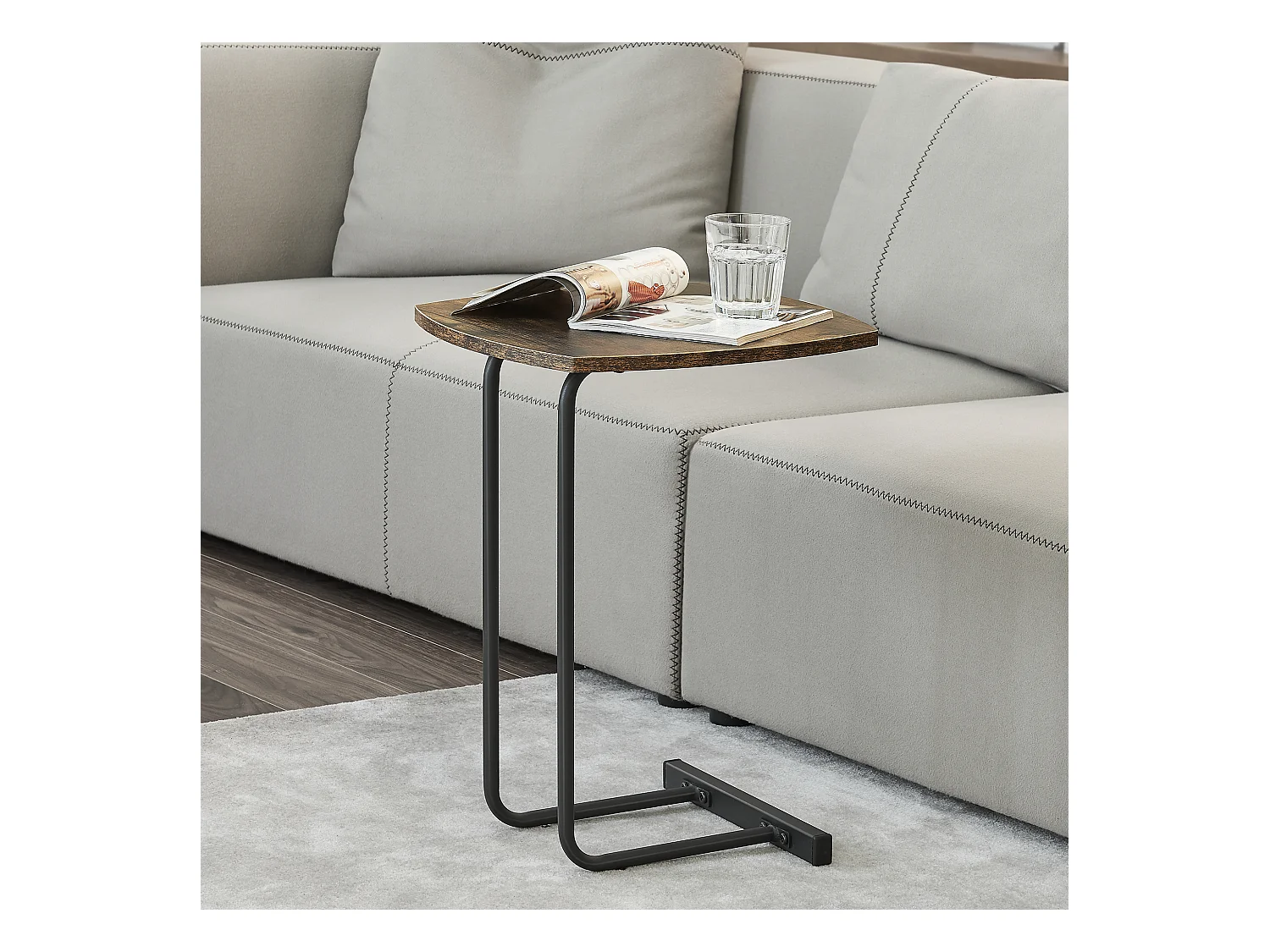 Table d'appoint Kjellerup 55 x 40 x 40 cm effet bois foncé [en.casa]