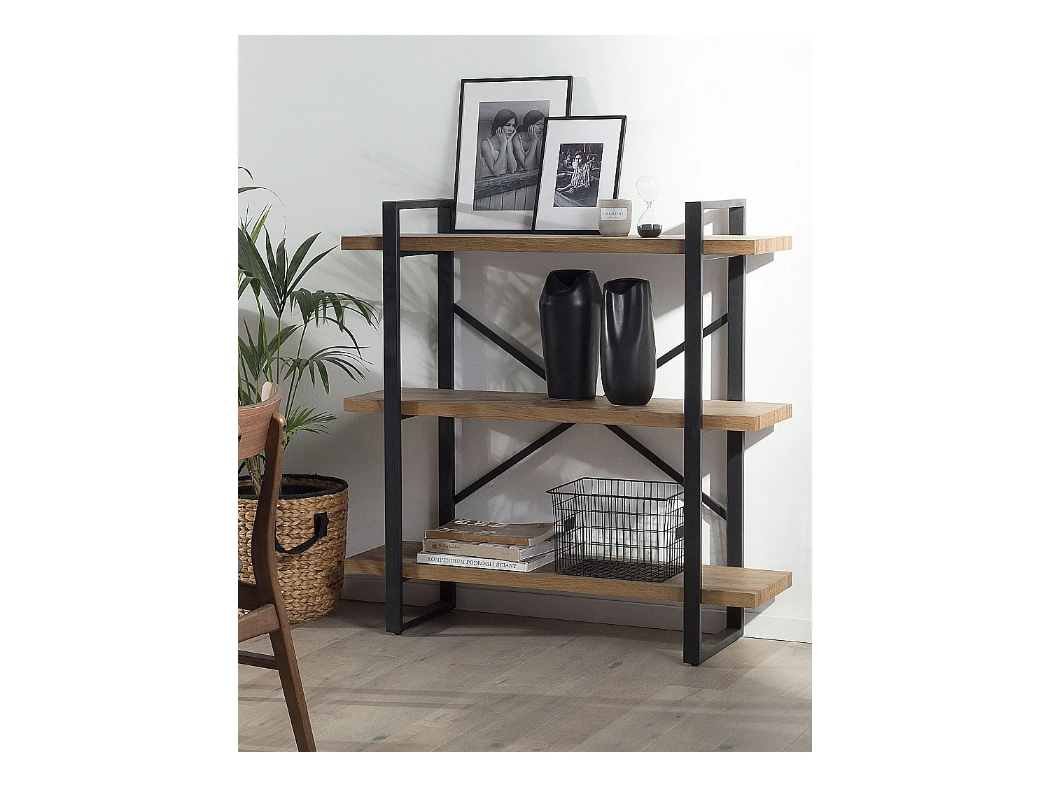 Étagère à 3 niveaux TIMBER 111 cm Marron foncé