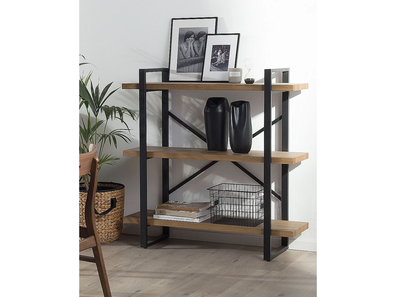 Regał 3 półki TIMBER 111 cm Ciemnobrązowy