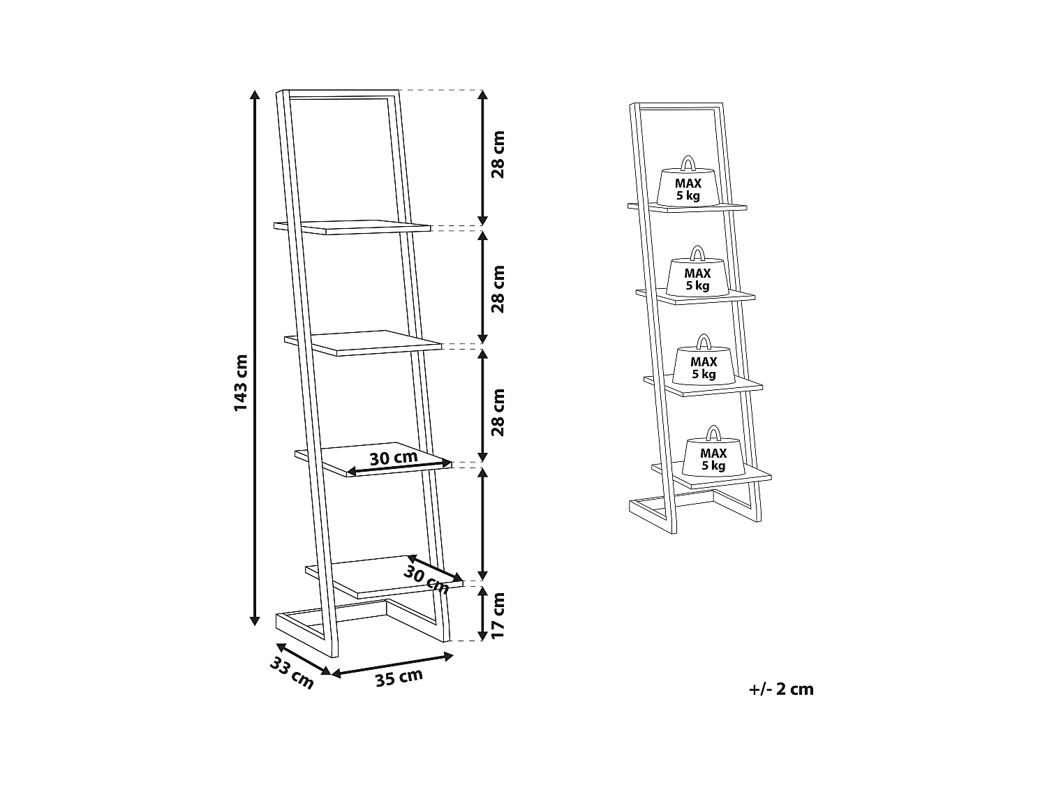 Bücherregal schwarz / heller Holzfarbton MDF-Platte /Metall 4 Fächer Joplin