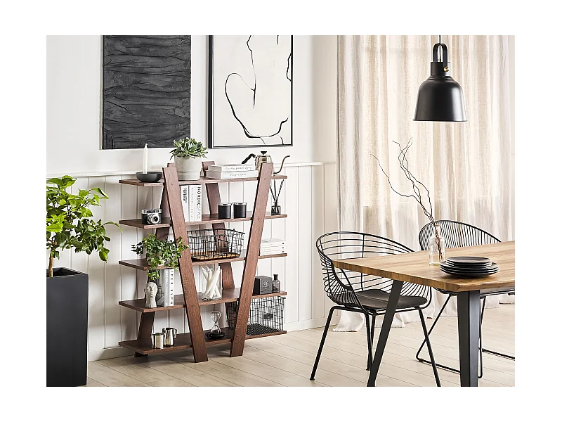 Modernes Regal skandinavischer Stil dunkler Holzfarbton 5 Fächer Escalante